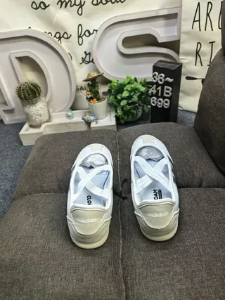 Adidas White Silver Low-Top Lace-Up Lifestyle Sneakers 8