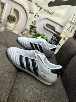 Adidas White Silver Quilted Vamp Three-Stripe Side Panel Sneakers 7