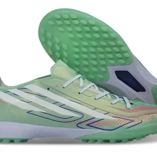 Adidas X Verde Blanco Zapatos de fútbol de bajo corte con upper sintético studs cónicos moldeados para césped artificial