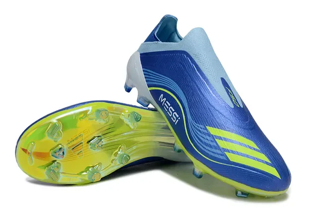 Adidas X Speedportal Messi Chaussures de football bleu et vert néon pour terrain ferme 4