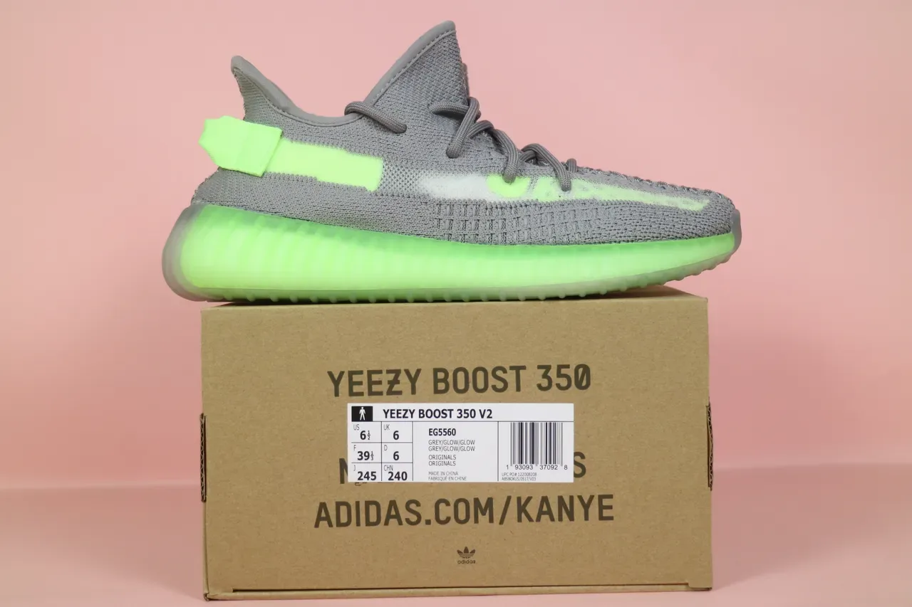 Adidas Yeezy Boost 350 V2 Glow Green Lifestyle Sneakers 2