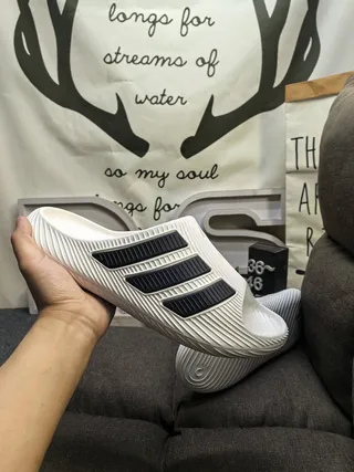 Adidas Yeezy Slide White Black Slippers 5