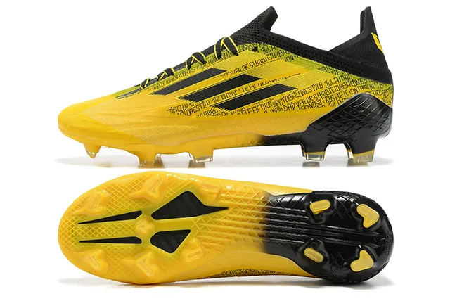 Adidas Jaune Noir Bas Haut Moulé Système de Lacets Asymétrique Terrain Dur Chaussures de Football 9