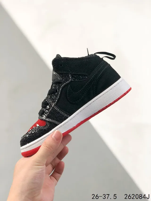 Air Jordan 1 Black Red White Kids Basketball Shoes 15