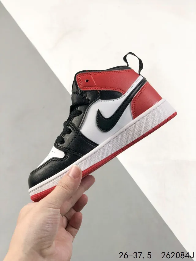 Air Jordan 1 Black Red White Kids Basketball Shoes 17