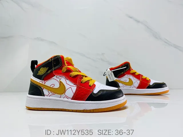 Air Jordan 1 Black Red White Kids Basketball Shoes 20