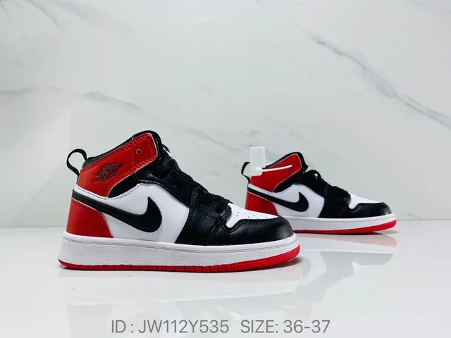 Air Jordan 1 Black Red White Kids Basketball Shoes 21
