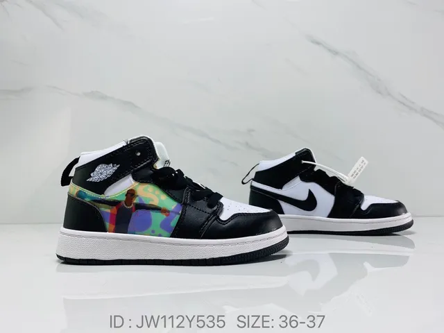 Air Jordan 1 Black Red White Kids Basketball Shoes 24