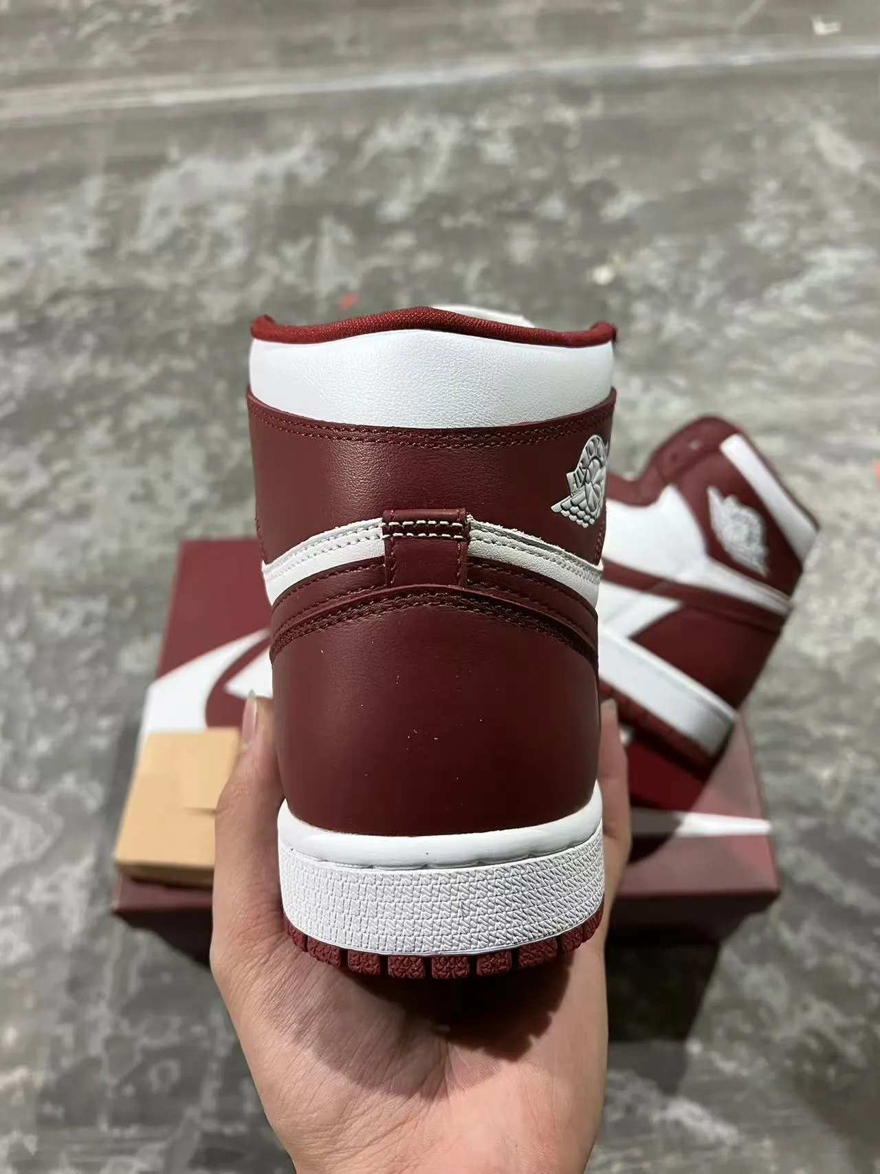 Air Jordan 1 Burgundy and White Leather Basketball Shoes 8