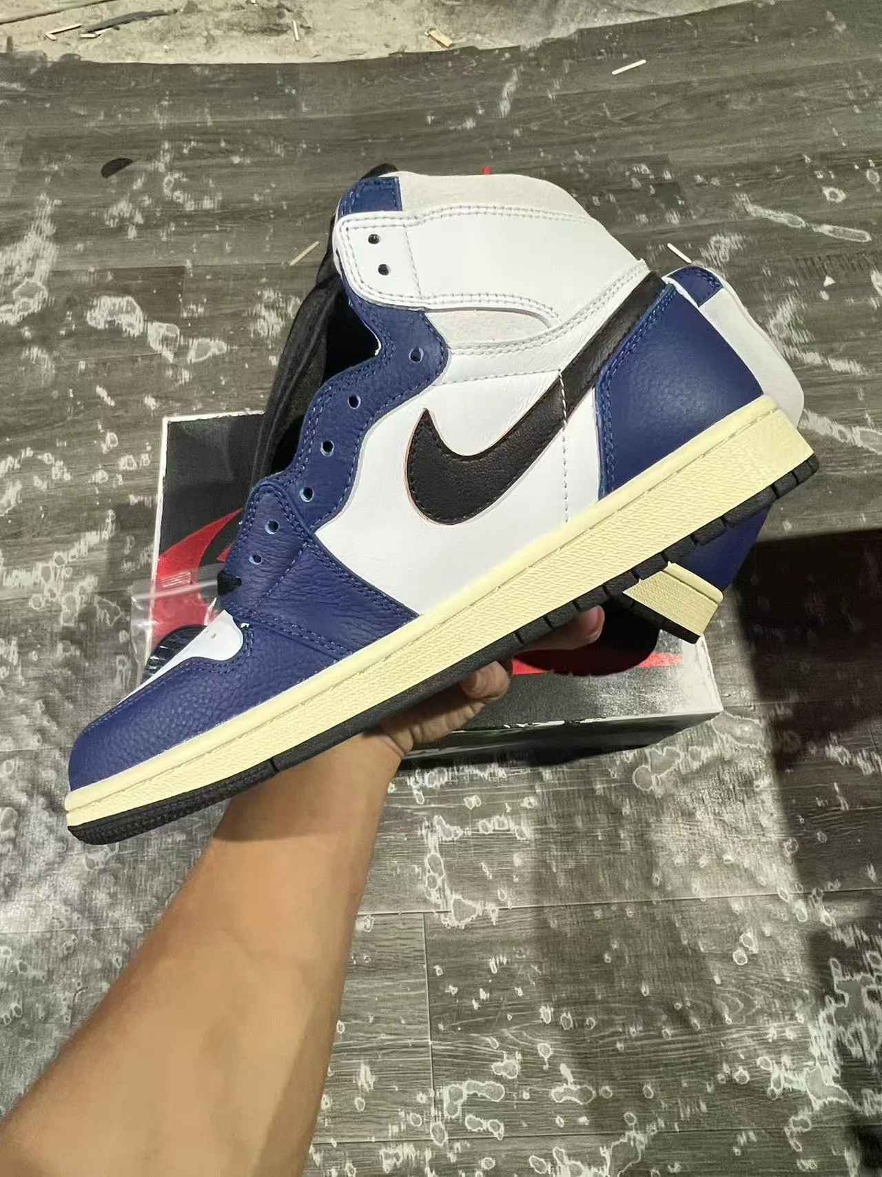Air Jordan 1 High White Royal Blue Black Basketball Shoes 5