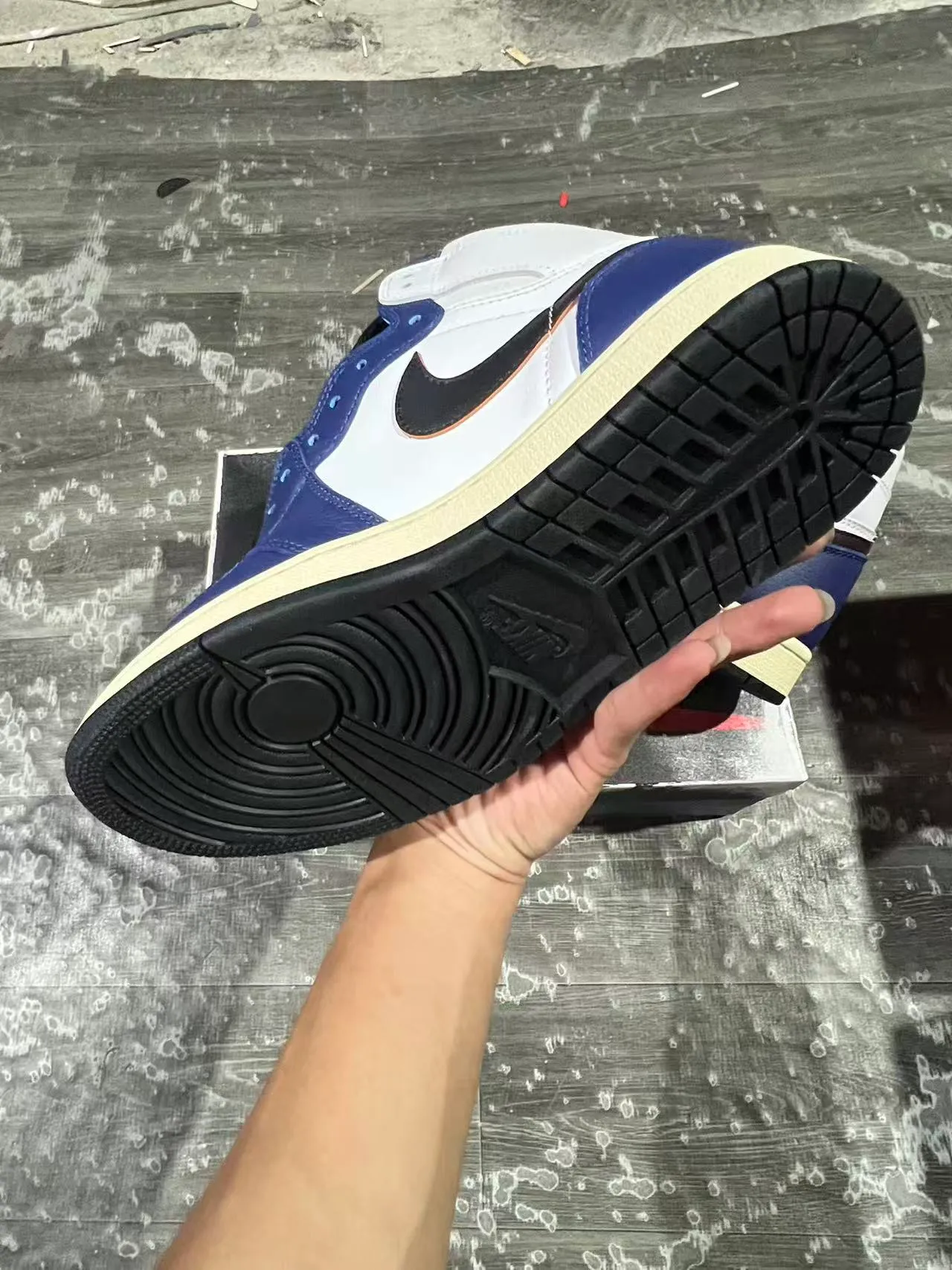 Air Jordan 1 High White Royal Blue Black Basketball Shoes 6