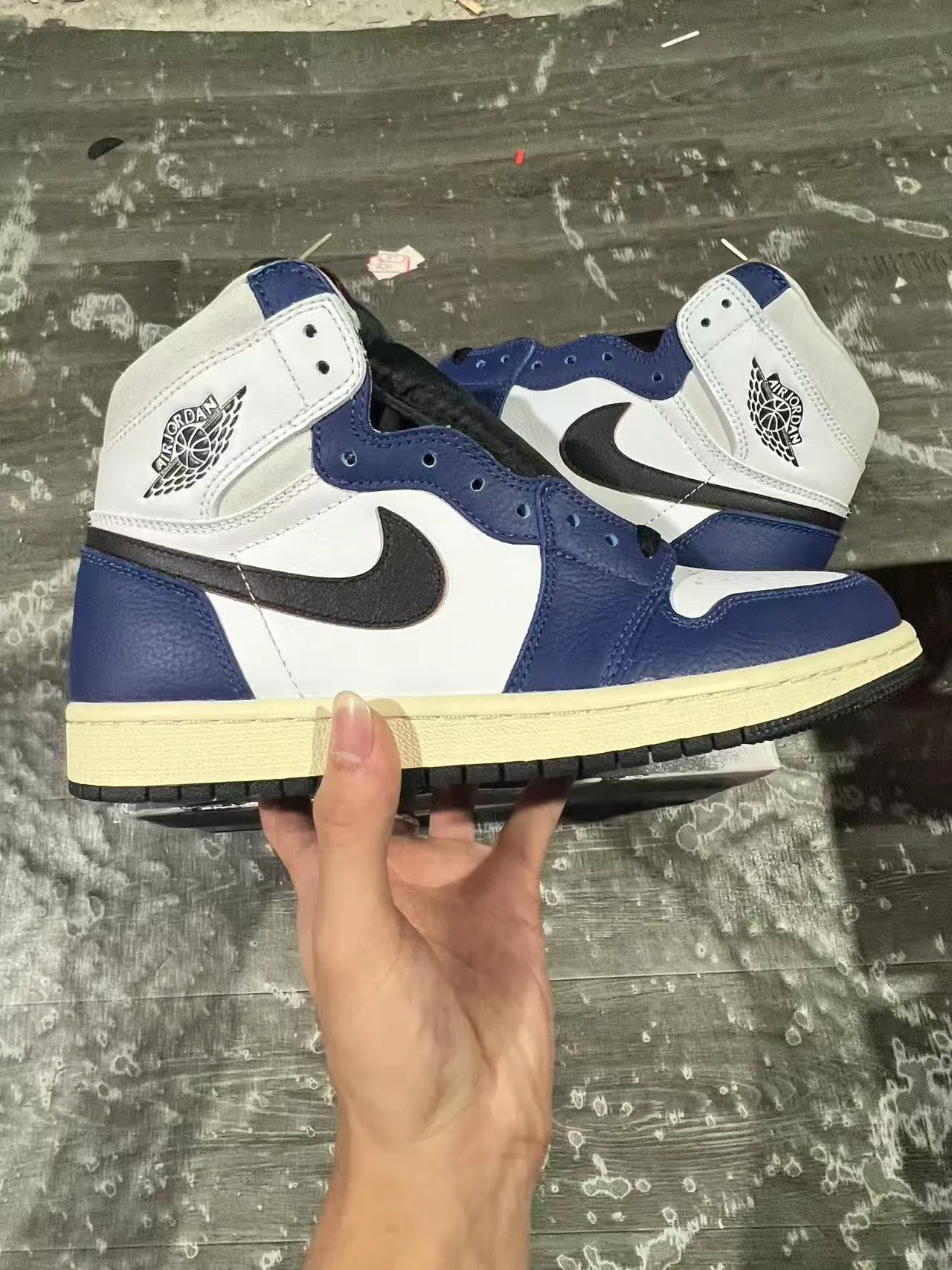 Air Jordan 1 High White Royal Blue Black Basketball Shoes 7