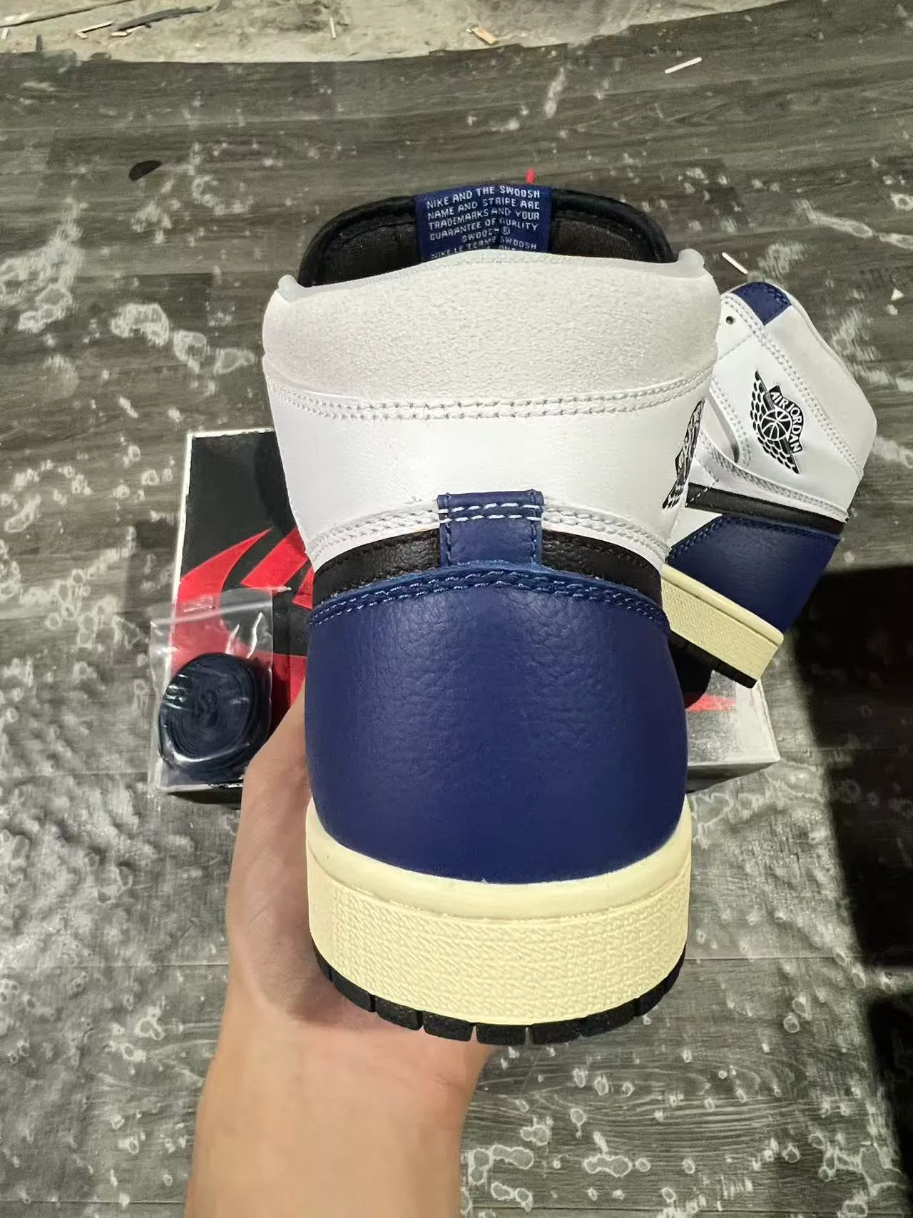 Air Jordan 1 High White Royal Blue Black Basketball Shoes 8