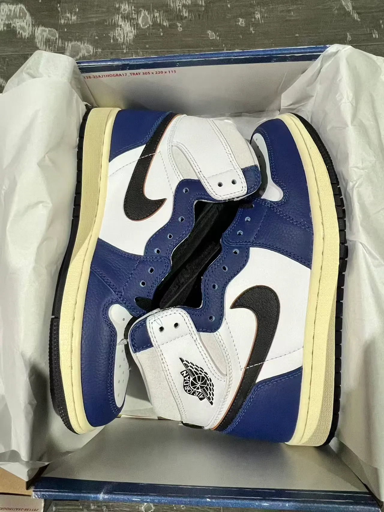 Air Jordan 1 High White Royal Blue Black Basketball Shoes 9