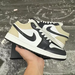 Air Jordan 1 Low Beige White Black Lifestyle Sneakers