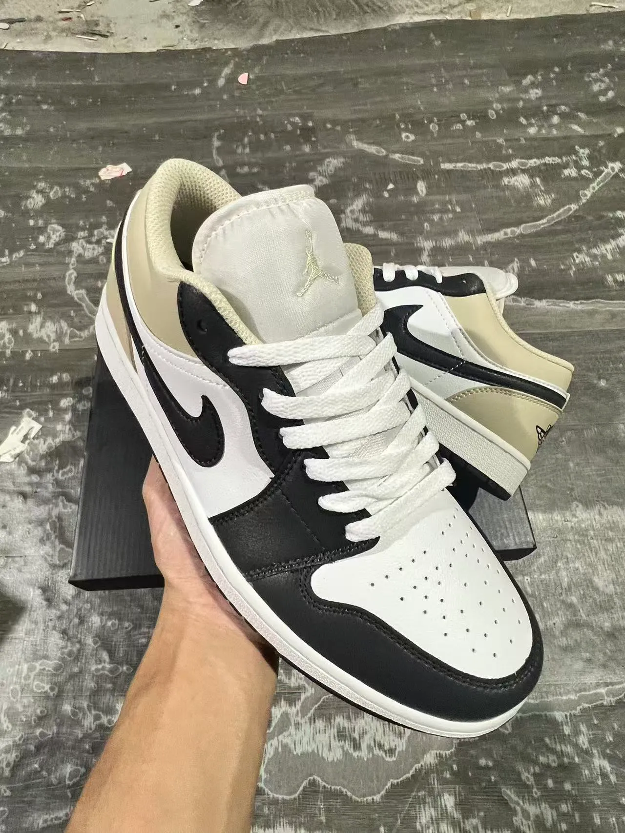 Air Jordan 1 Low Beige White Black Lifestyle Sneakers 2