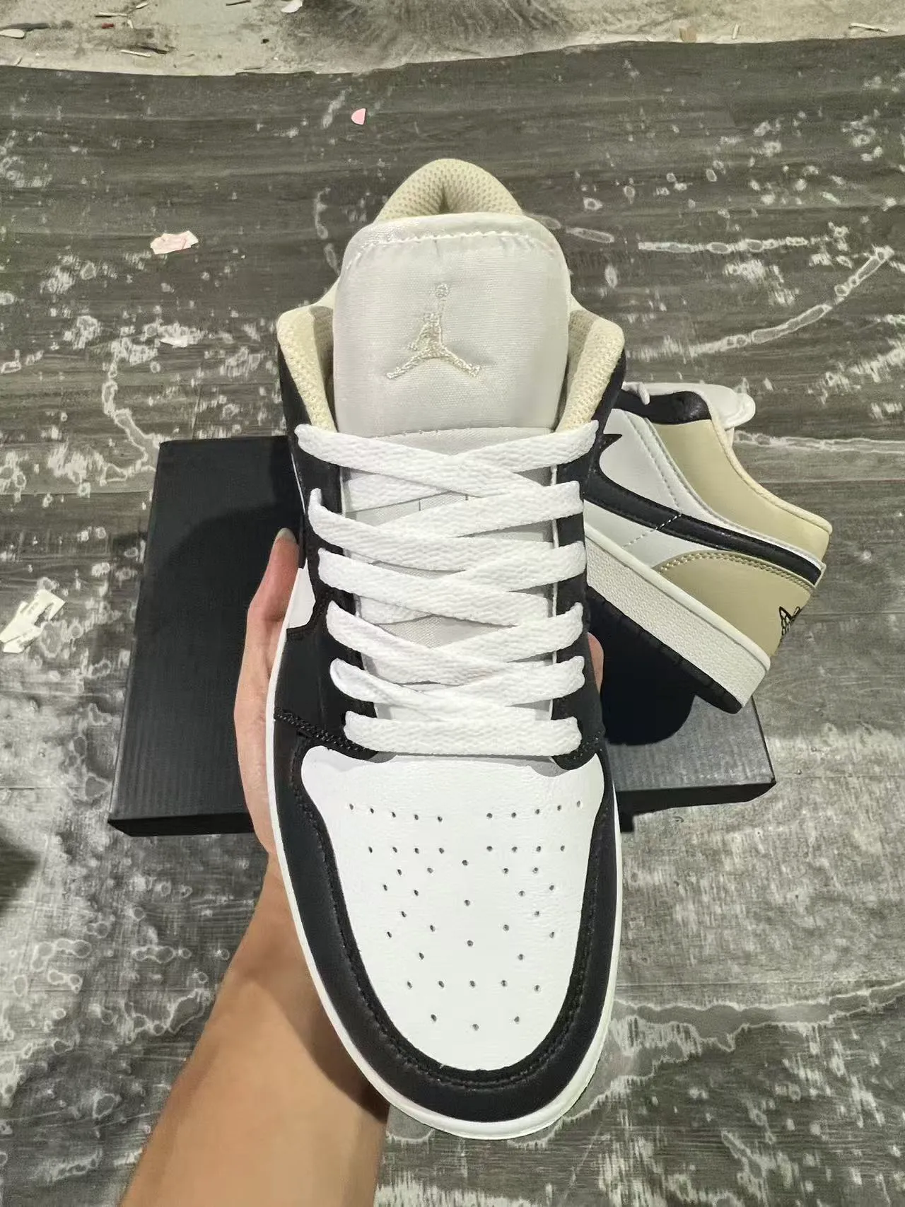 Air Jordan 1 Low Beige White Black Lifestyle Sneakers 3