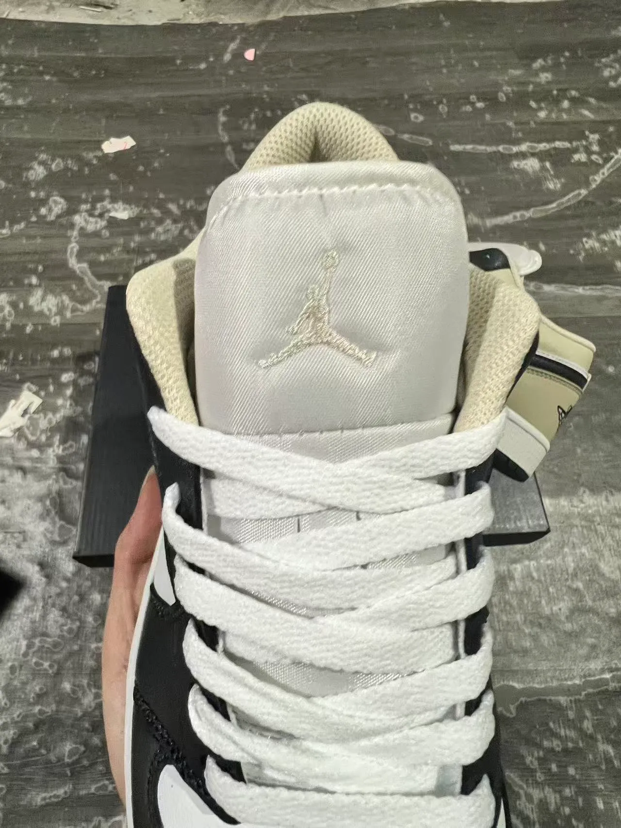 Air Jordan 1 Low Beige White Black Lifestyle Sneakers 4
