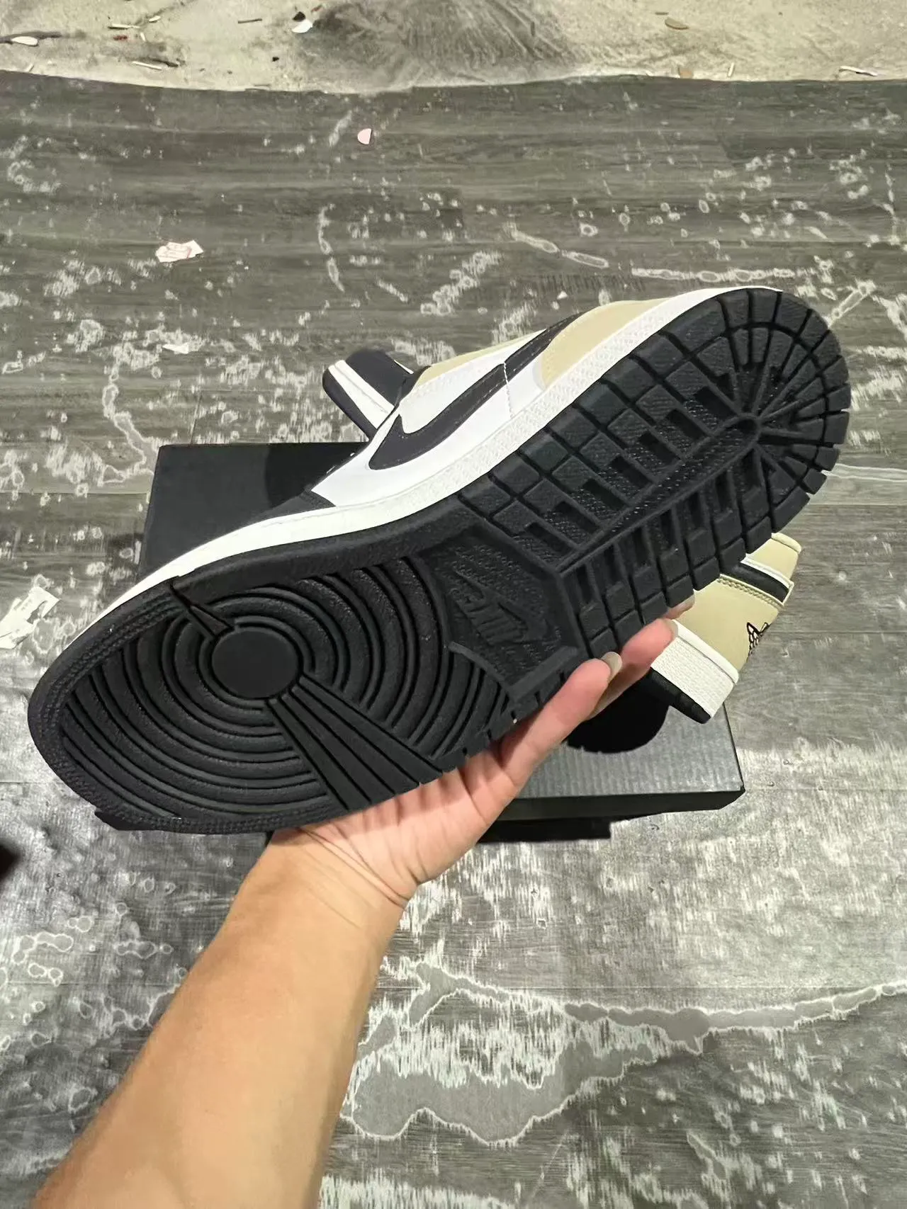 Air Jordan 1 Low Beige White Black Lifestyle Sneakers 6