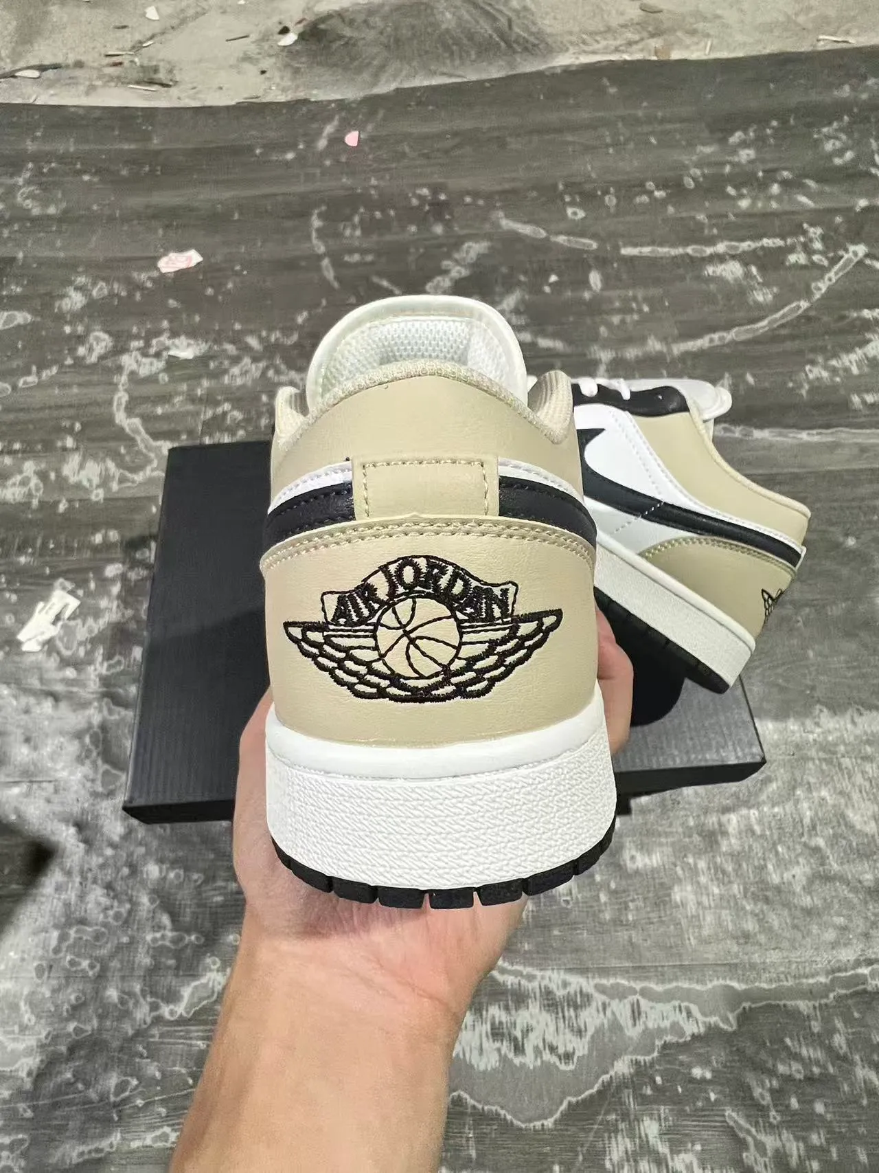 Air Jordan 1 Low Beige White Black Lifestyle Sneakers 8