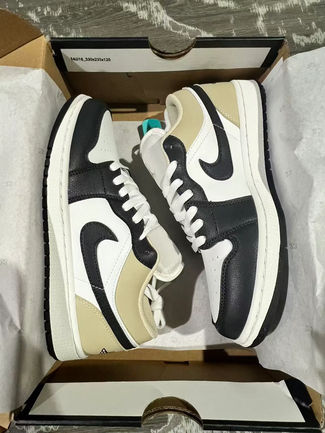 Air Jordan 1 Low Beige White Black Lifestyle Sneakers 9
