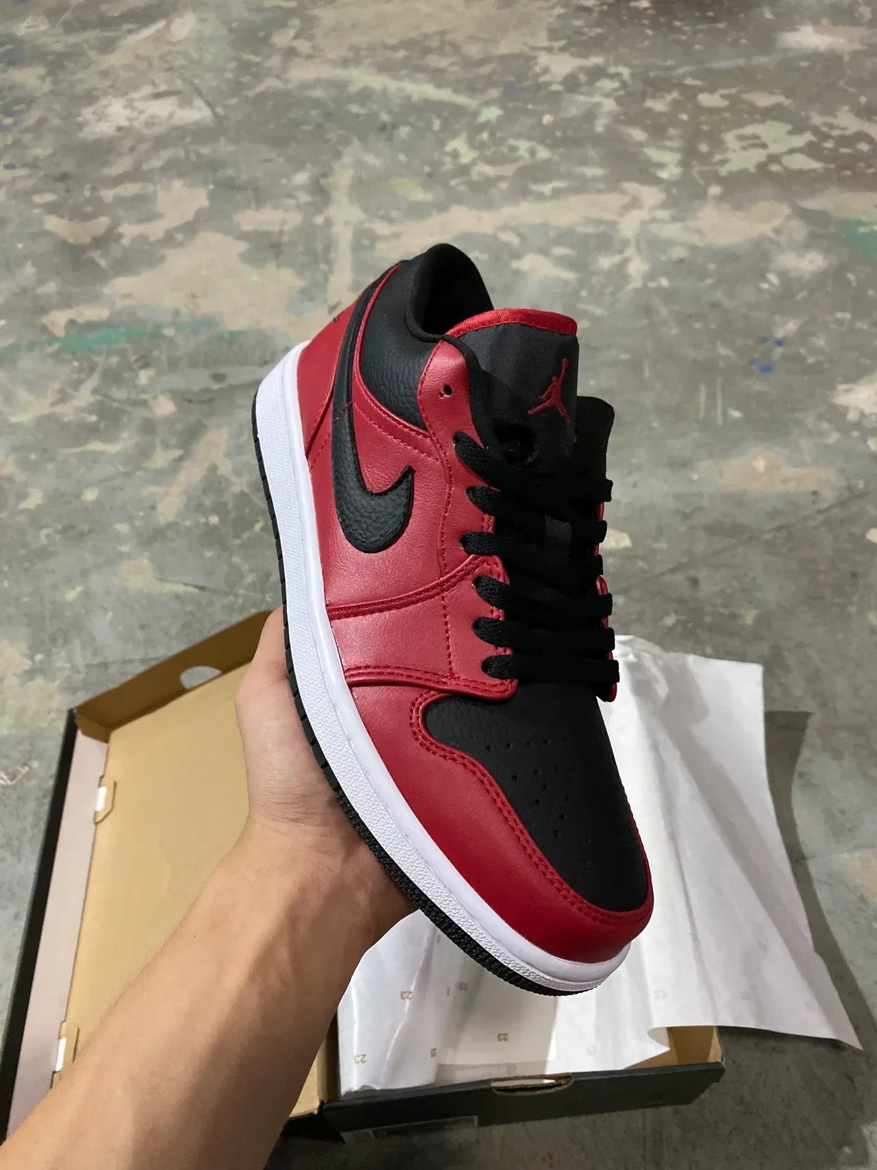 Air Jordan 1 Low Red Black White Lifestyle Sneakers 2