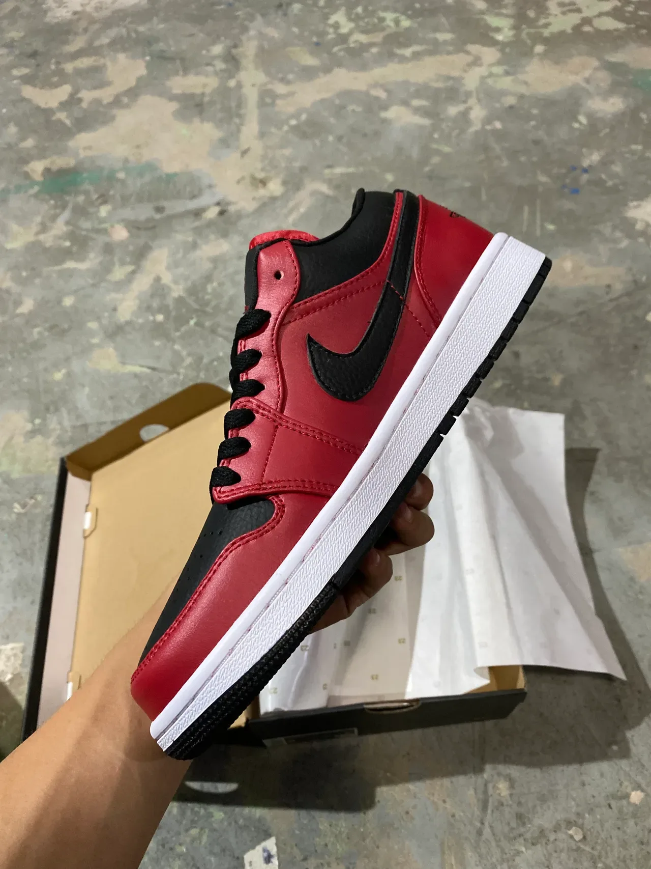Air Jordan 1 Low Red Black White Lifestyle Sneakers 4