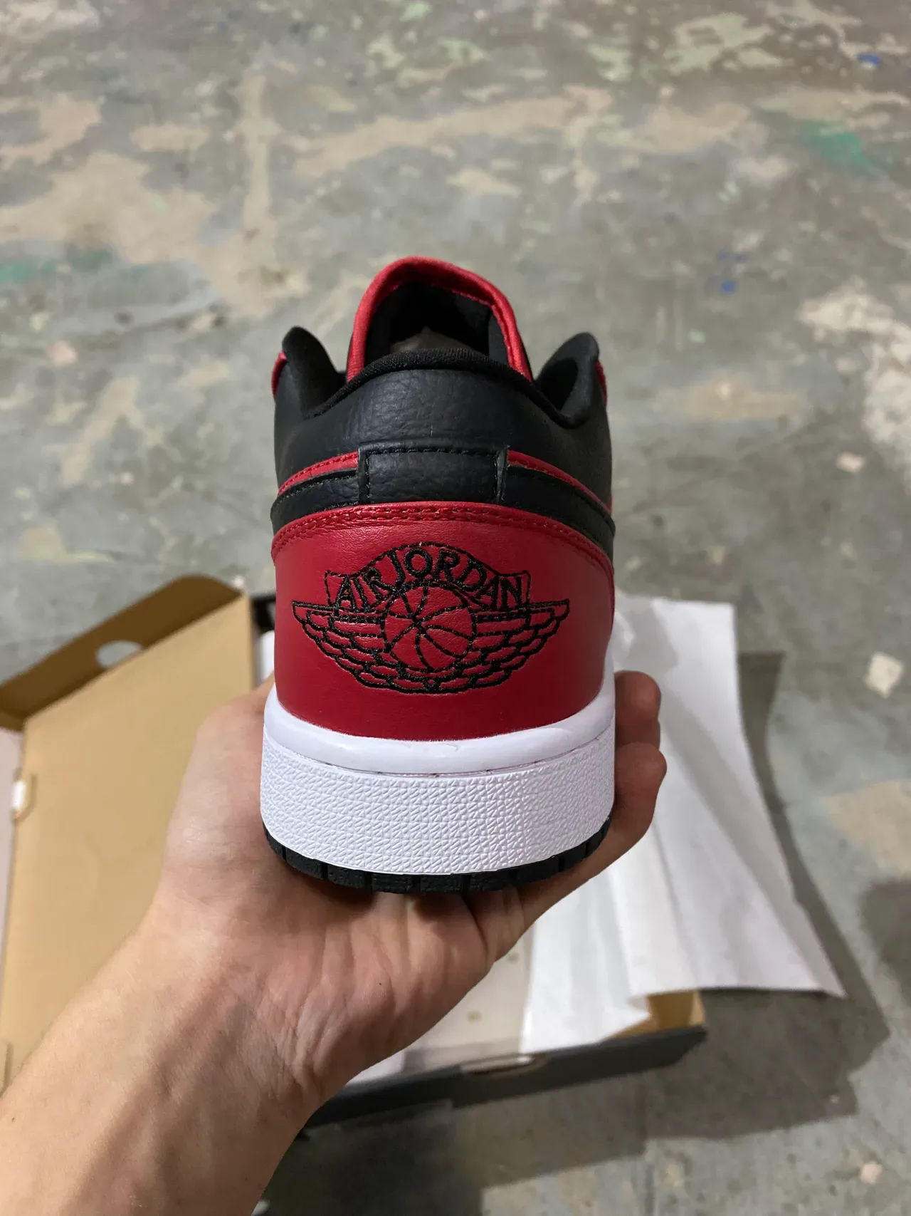 Air Jordan 1 Low Red Black White Lifestyle Sneakers 6