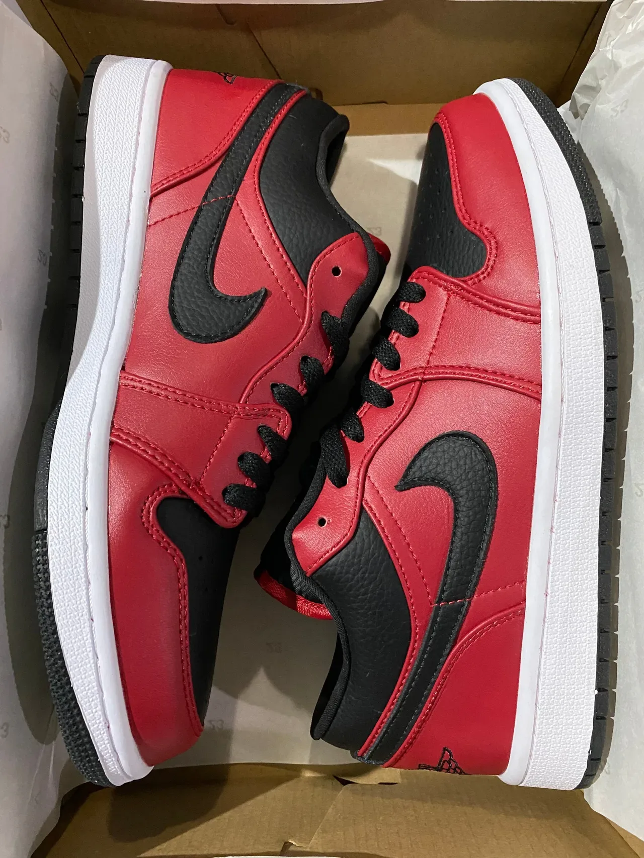Air Jordan 1 Low Red Black White Lifestyle Sneakers 7
