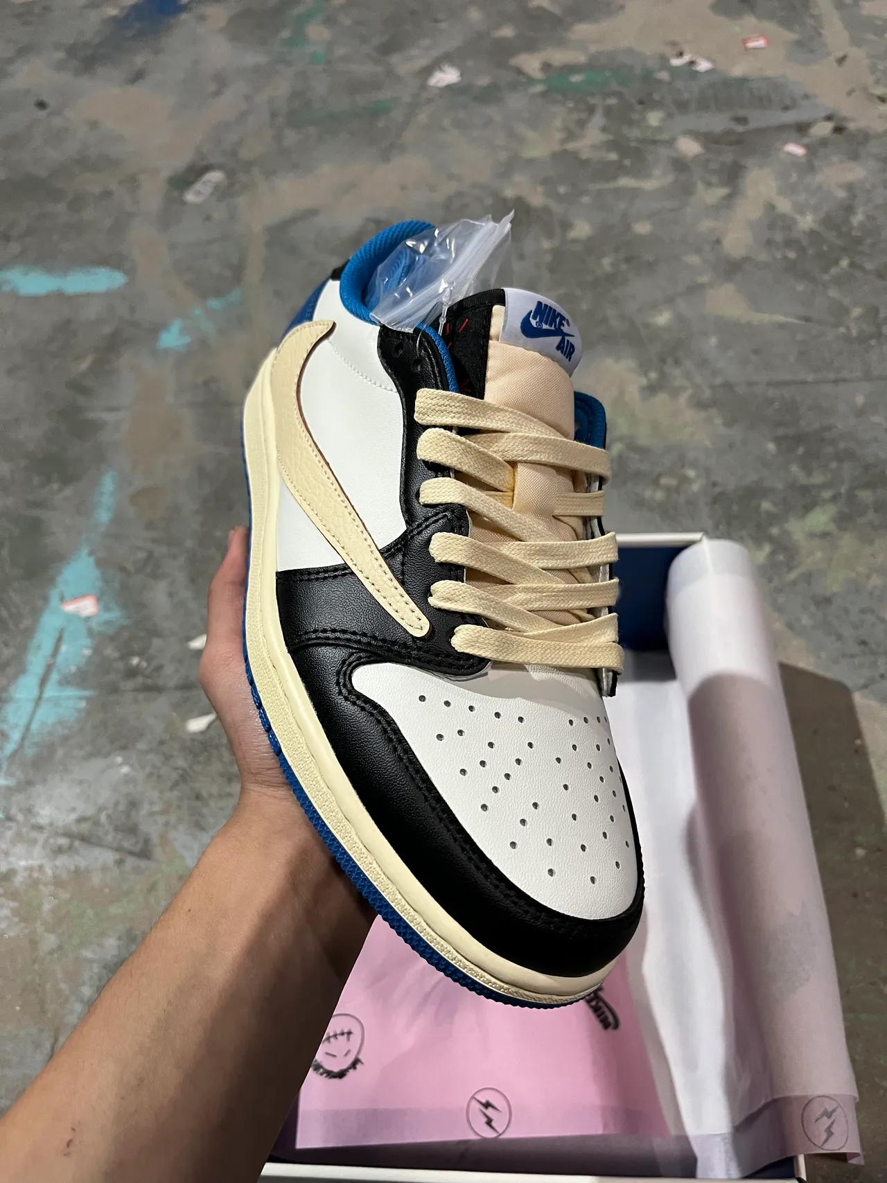 Air Jordan 1 Low White Black Royal Blue Beige Lifestyle Sneakers 2