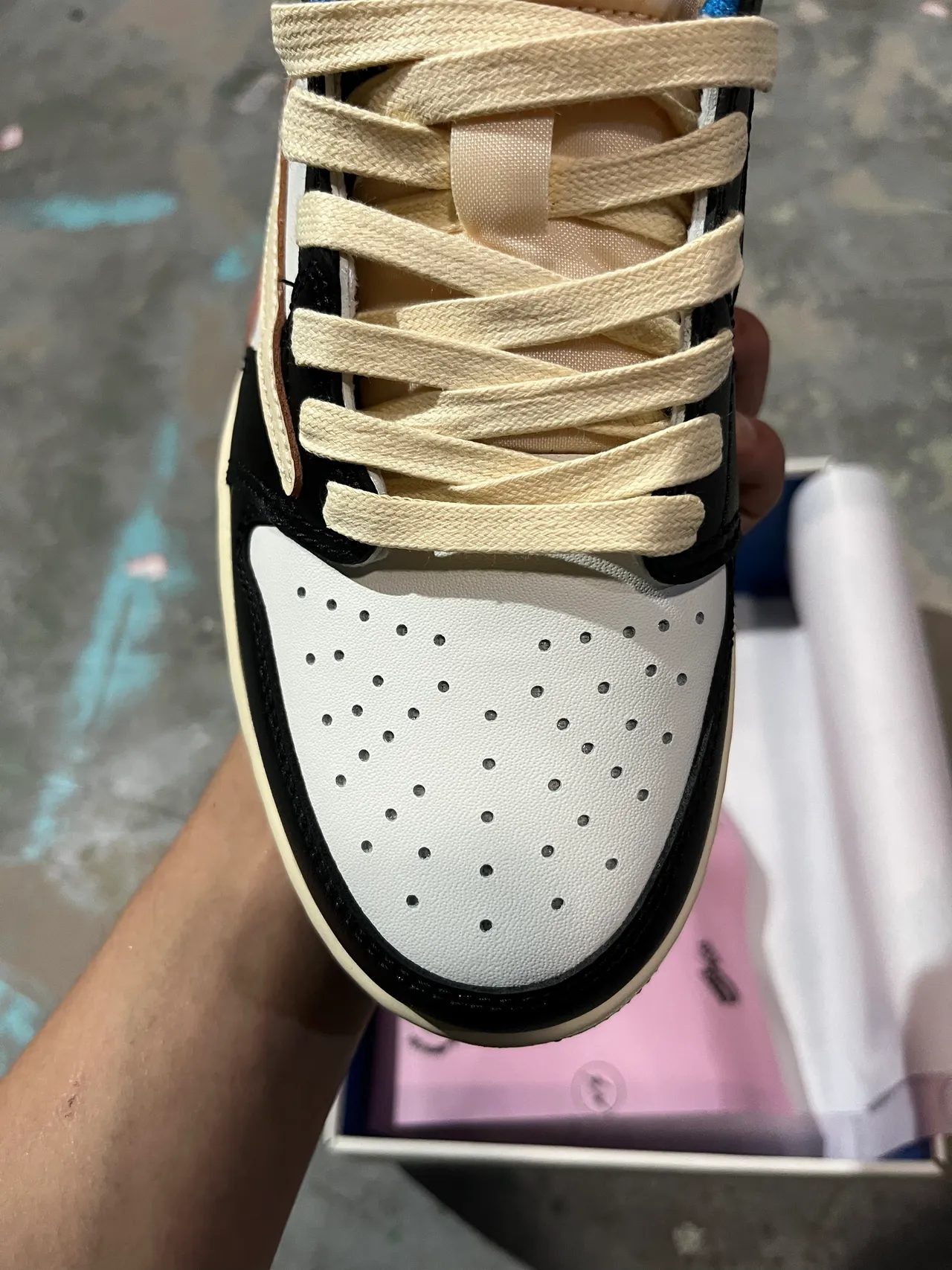Air Jordan 1 Low White Black Royal Blue Beige Lifestyle Sneakers 3