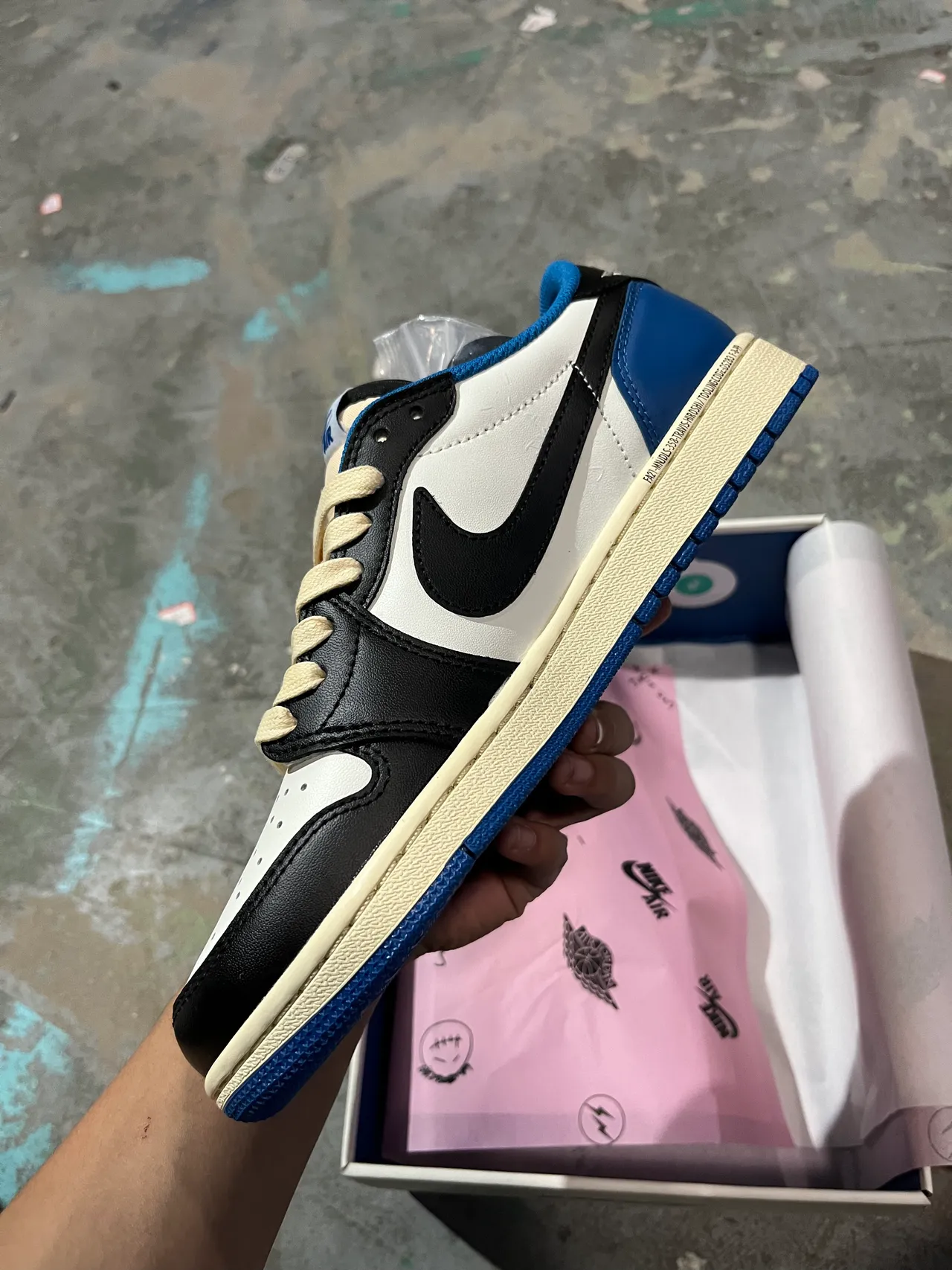 Air Jordan 1 Low White Black Royal Blue Beige Lifestyle Sneakers 4