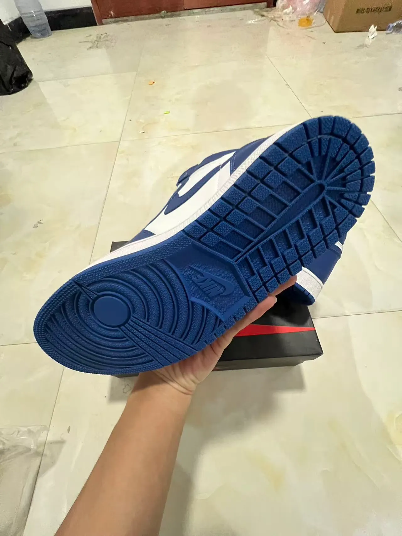 Air Jordan 1 Navy and White High-Top Basketball Shoes 6
