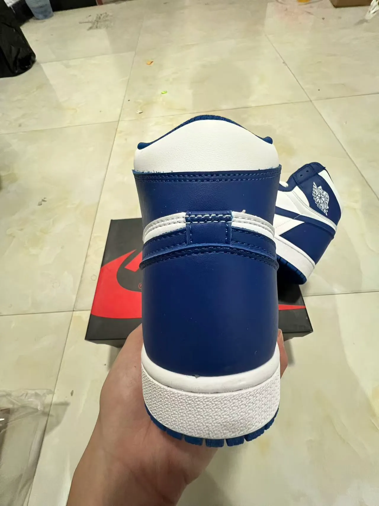 Air Jordan 1 Navy and White High-Top Basketball Shoes 8
