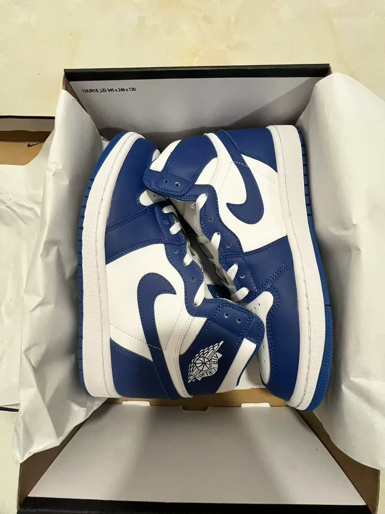 Air Jordan 1 Navy and White High-Top Basketball Shoes 9