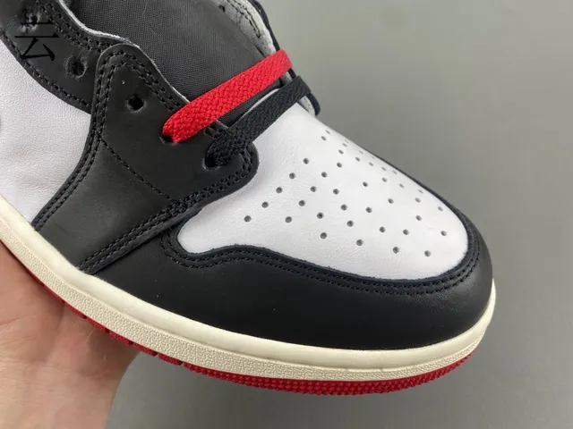 Air Jordan 1 Vermelho Preto High-Top Com Painéis De Couro Tênis De Basquete 3