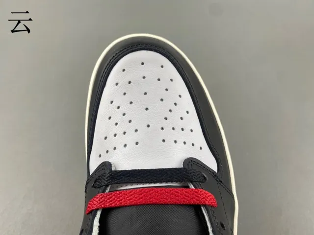 Air Jordan 1 Vermelho Preto High-Top Com Painéis De Couro Tênis De Basquete 7
