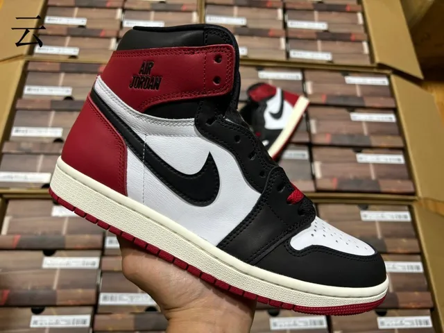 Air Jordan 1 Vermelho Preto High-Top Com Painéis De Couro Tênis De Basquete 10