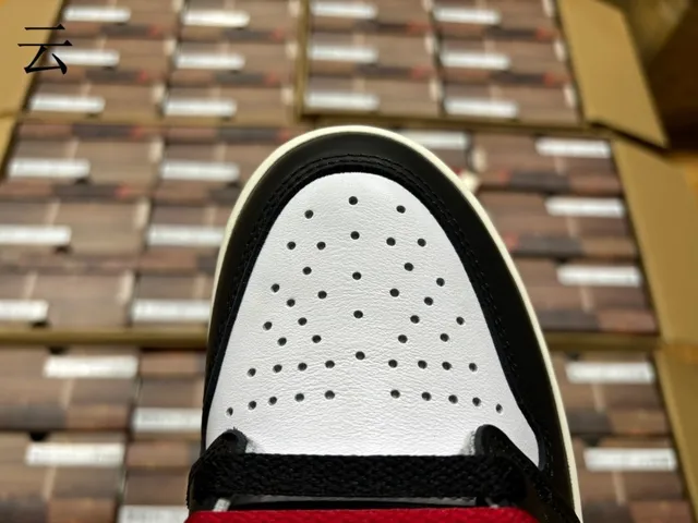 Air Jordan 1 Vermelho Preto High-Top Com Painéis De Couro Tênis De Basquete 13
