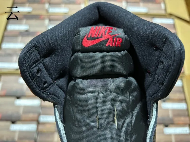 Air Jordan 1 Vermelho Preto High-Top Com Painéis De Couro Tênis De Basquete 15