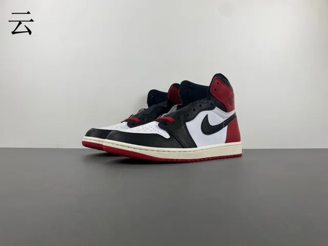 Air Jordan 1 Vermelho Preto High-Top Com Painéis De Couro Tênis De Basquete 16