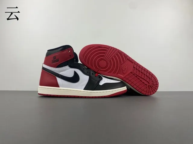 Air Jordan 1 Vermelho Preto High-Top Com Painéis De Couro Tênis De Basquete 18