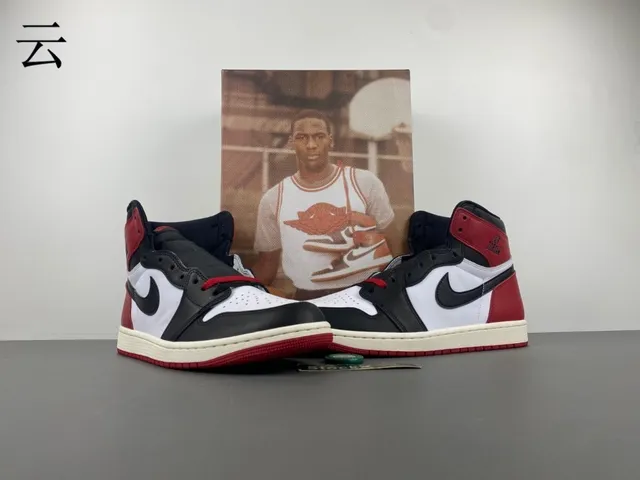 Air Jordan 1 Vermelho Preto High-Top Com Painéis De Couro Tênis De Basquete 20