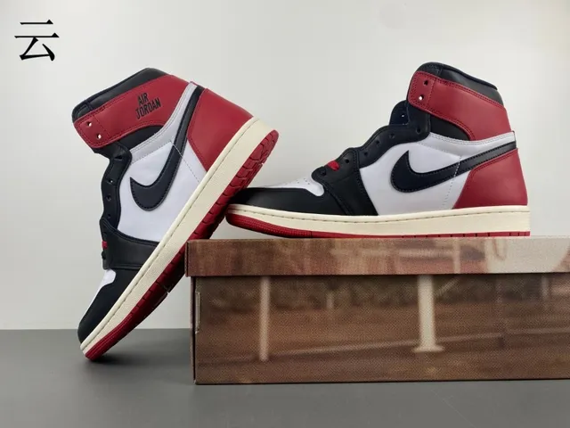 Air Jordan 1 Vermelho Preto High-Top Com Painéis De Couro Tênis De Basquete 21