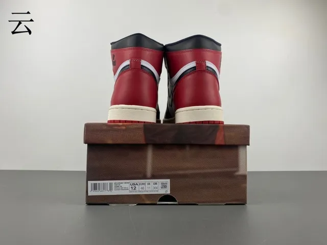 Air Jordan 1 Vermelho Preto High-Top Com Painéis De Couro Tênis De Basquete 24