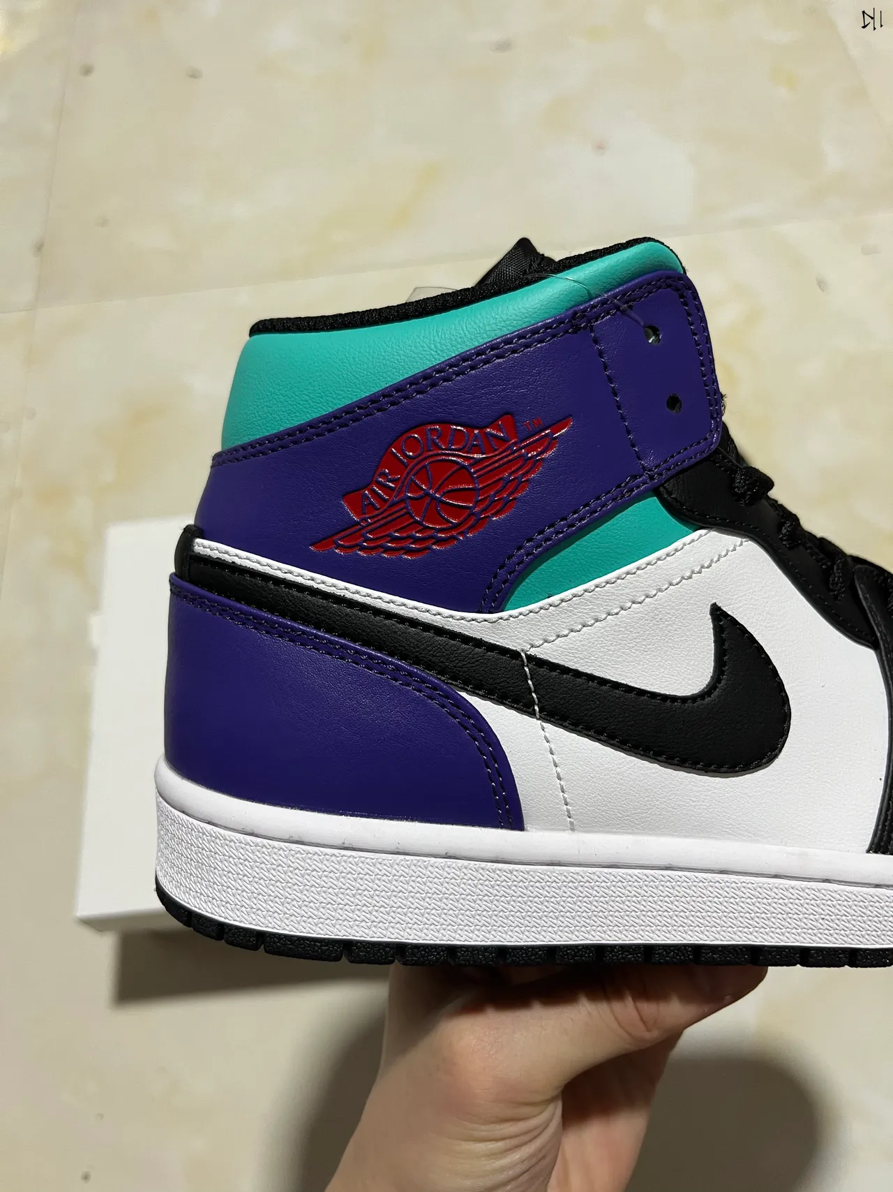 Air Jordan 1 White Purple High-Top Leather-Paneled Basketball Shoes 7