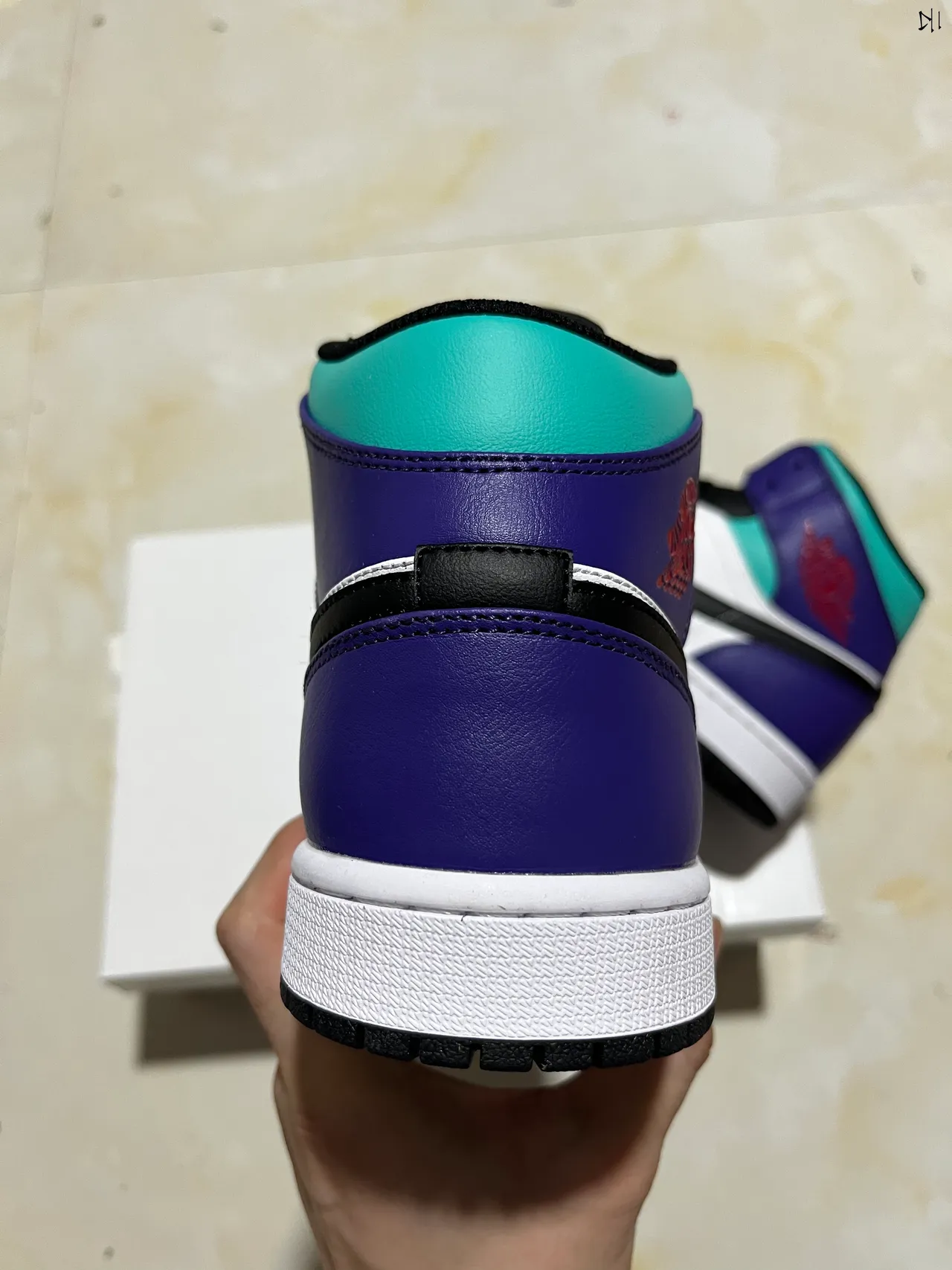Air Jordan 1 White Purple High-Top Leather-Paneled Basketball Shoes 8