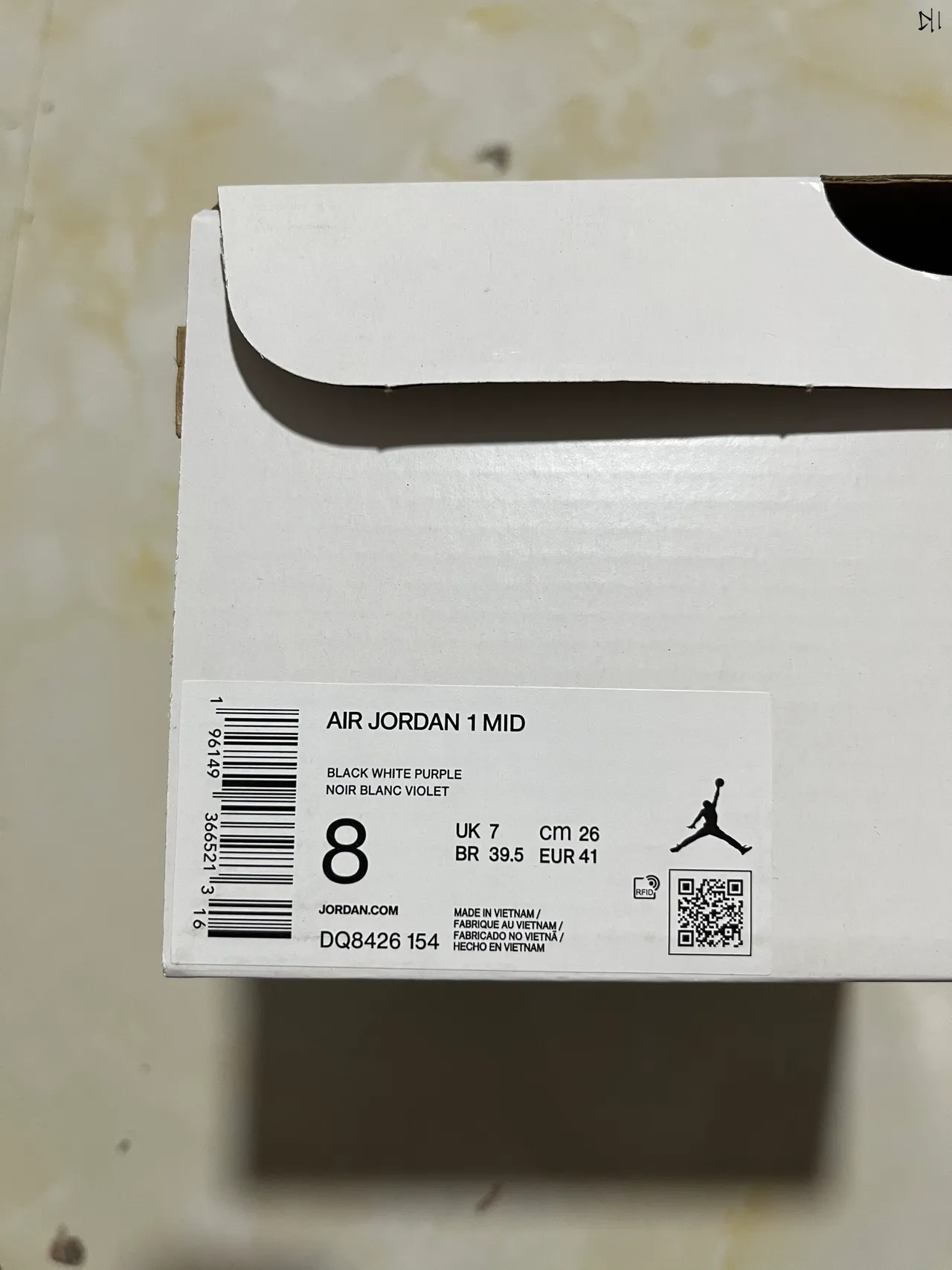 Air Jordan 1 White Purple High-Top Leather-Paneled Basketball Shoes 10