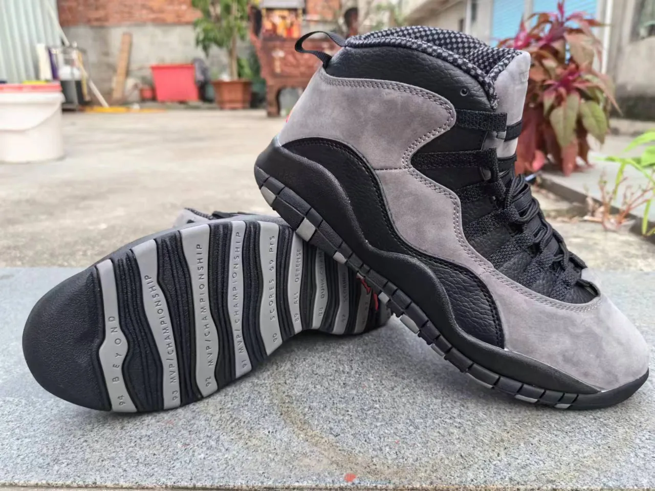 Air Jordan 10 Gray and Black Basketball Shoes 5