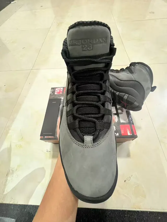 Air Jordan 10 Gray and Black Suede Leather Basketball Shoes 3